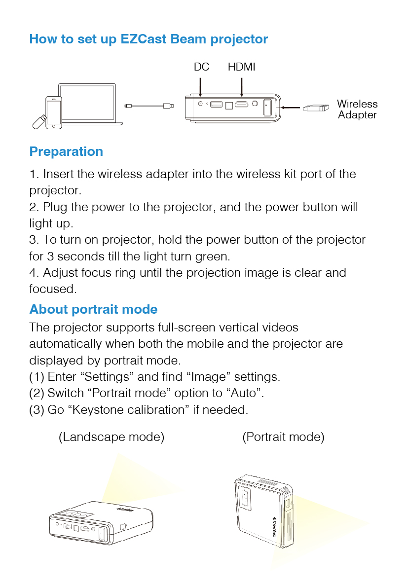 EZCast Beam J4 main menu